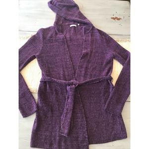 MARTIN + OSA Purple Open Front Tie Waist Cardigan Wool Cashmere Sweater Sz XL